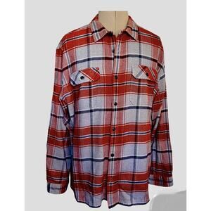 Patagonia Organic Cotton Plaid‎ Soft Flannel Button Up Shirt Men XL Pumpkin